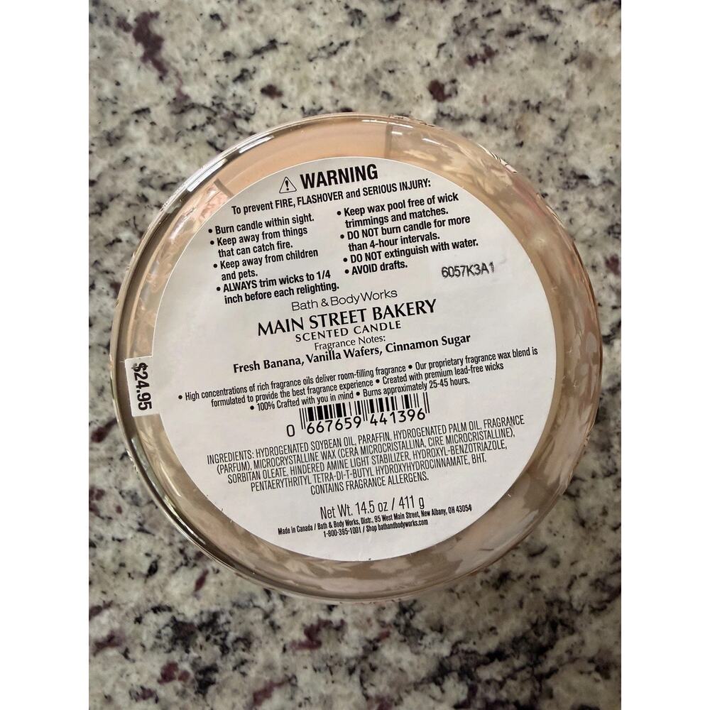 3 X Bath & Body Works Main Street Bakery 3 Wick Candle 14.5 oz - Picture 2 of 3